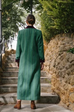 Abrigo Mery Rayas Verde / Burdeos - The Nook Store
