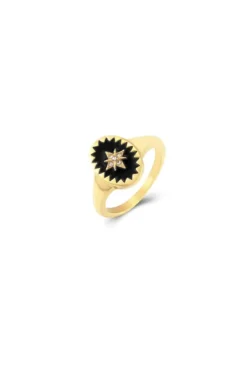 Anillo circonita ovalada negra. Nuevo Diseño - THE NOOK STORE