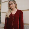 Blusa Camille Terciopelo Teja - The Nook Store