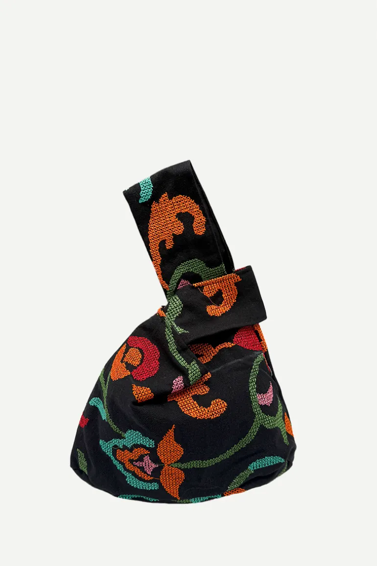 Bolso Asa Algodón Bordado Flores Multicolor - The Nook Store