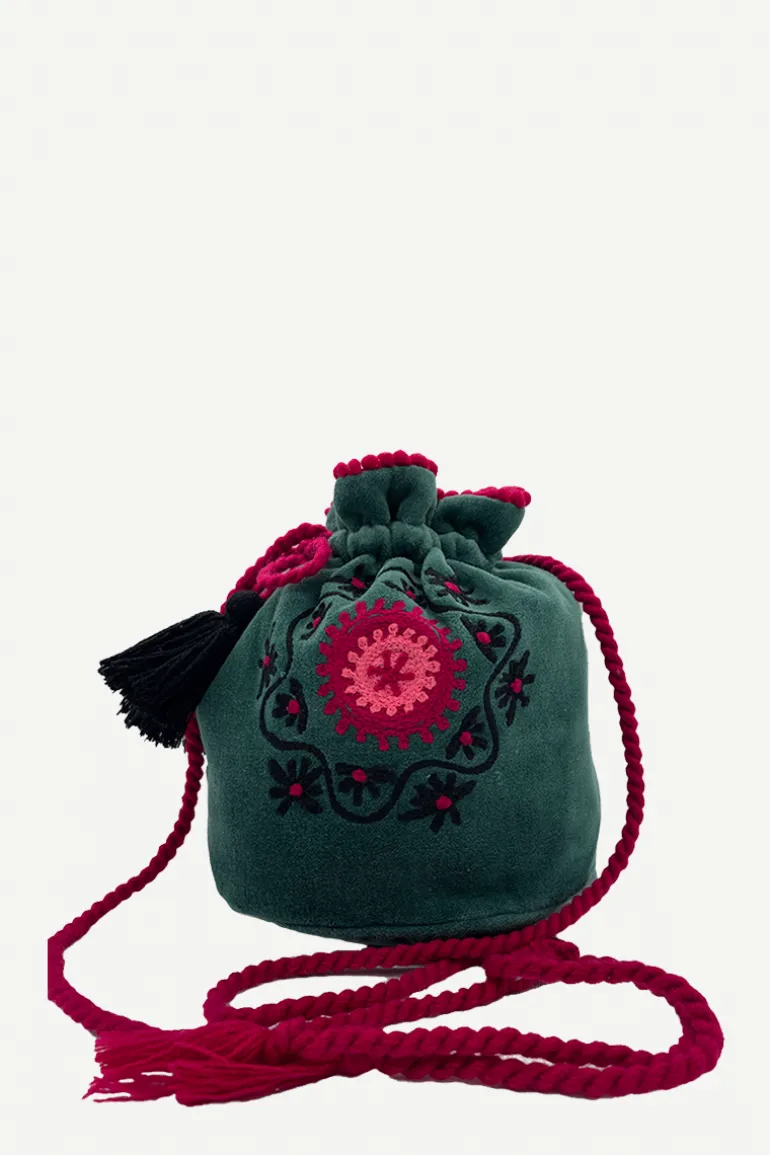 Bolso Saco Terciopelo Flower - The Nook Store