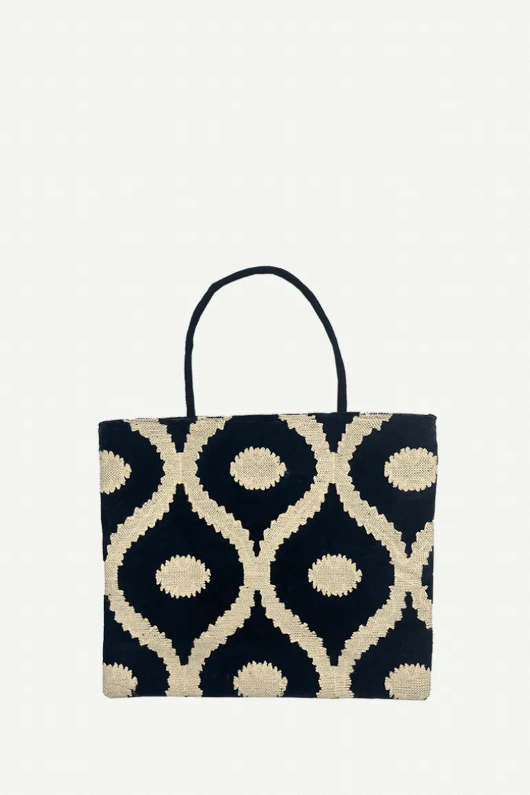 Bolso Shopper Terciopelo Bordado Ethnic Negro - The Nook Store