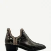 Botas Mer Tacón Bajo Snake Piel Antracita Tachuela Plateada - The Nook Store
