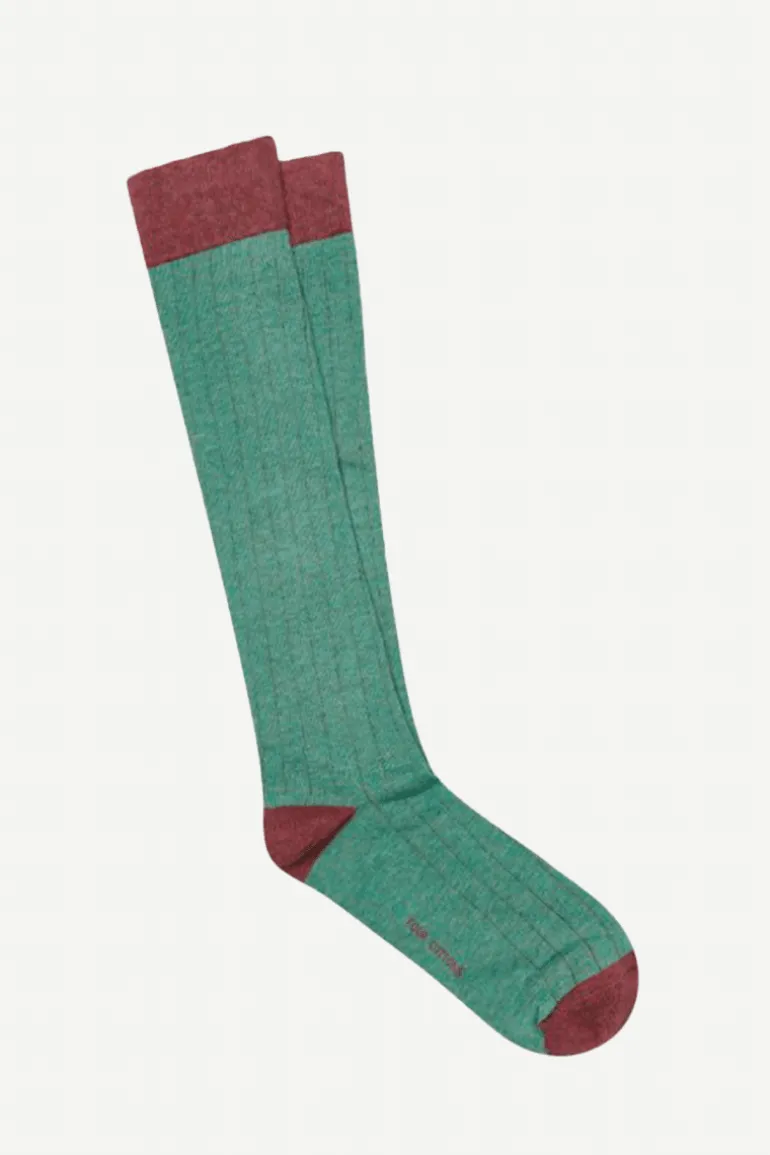 Calcetin caña alta L76 bicolor Verde campo - Burdeos - The Nook Store
