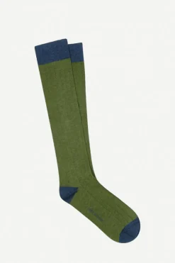 Calcetin caña alta L74 bicolor Verde Caza - Azul Marino - The Nook Store