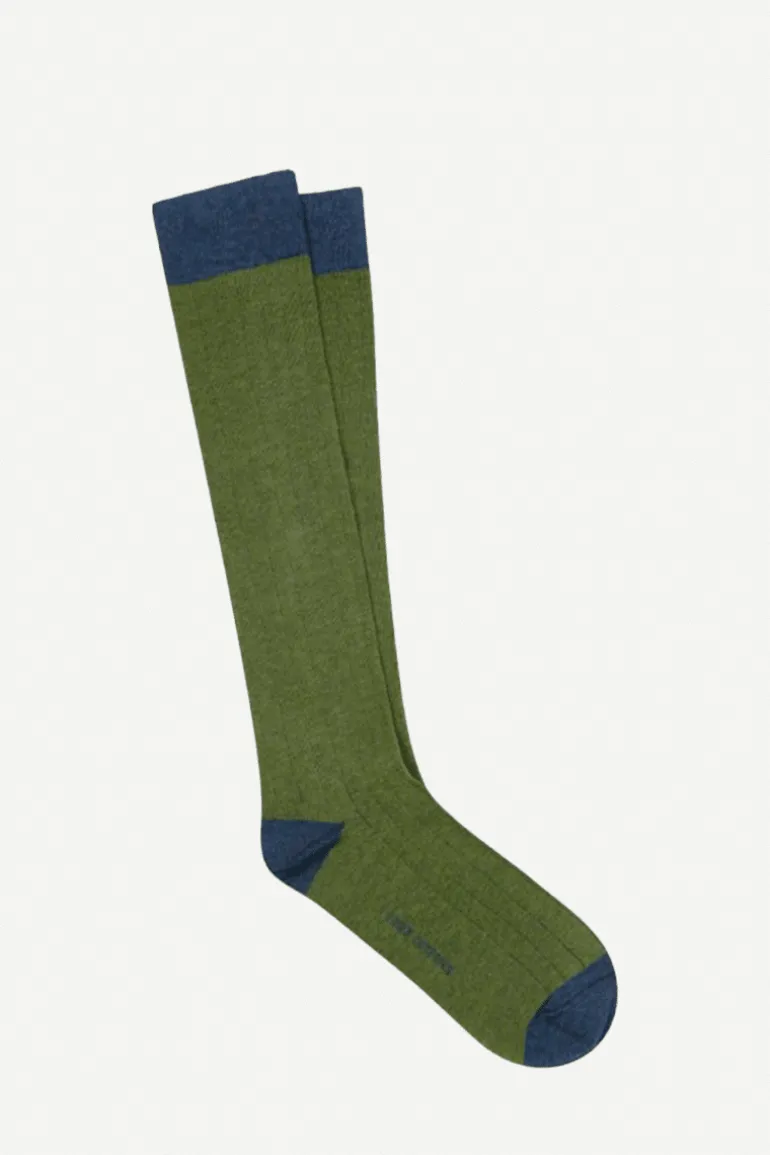 Calcetin caña alta L74 bicolor Verde Caza - Azul Marino - The Nook Store