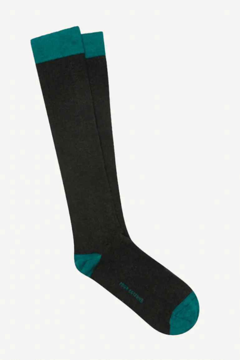 Calcetin caña alta L73 bicolor Carbone - Verde campo - The Nook Store