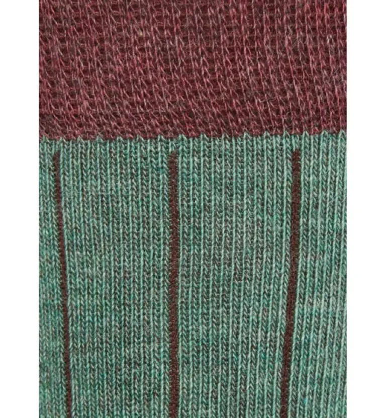 Calcetin caña alta L76 bicolor Verde campo - Burdeos - The Nook Store