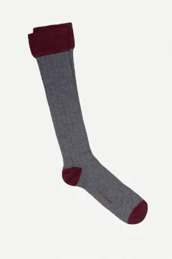 Calcetin caña alta L19 Gris - Vino - The Nook Store