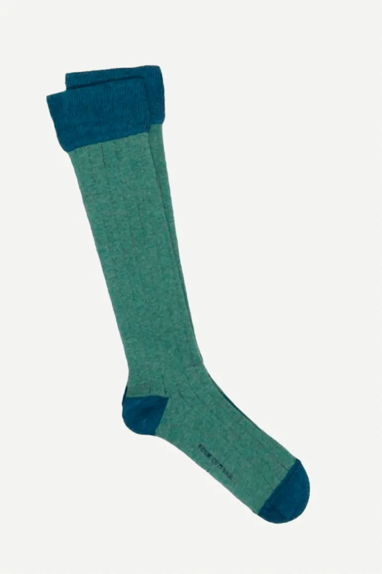 Calcetin caña alta L50 Verde oliva - Azul melagne - The Nook Store