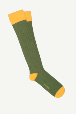 Calcetin caña alta L01 Verde militare - Giallo - The Nook Store