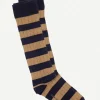 Calcetin caña alta R15 rayas Azul marino - Camel - The Nook Store
