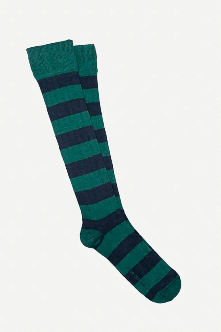 Calcetin caña alta R03 rayas Azul navy - Verde campo - The Nook Store