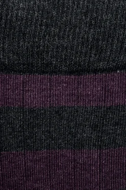 Calcetin caña alta R40 rayas Antracita - Viola - The Nook Store