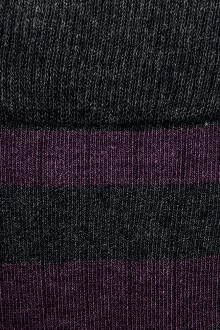 Calcetin caña alta R40 rayas Antracita - Viola - The Nook Store