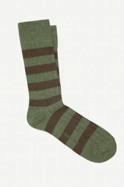 Calcetin caña alta R02C rayas Verde militare - Terra - The Nook Store