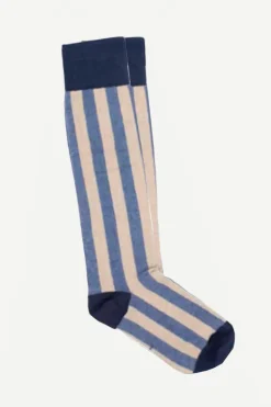 Calcetin caña alta V3 rayas Beige - Azul - The Nook Store