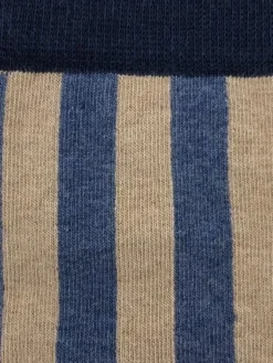 Calcetin caña alta V3 rayas Beige - Azul - The Nook Store
