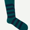 Calcetin caña corta R03C rayas Azul navy - Verde campo - The Nook Store