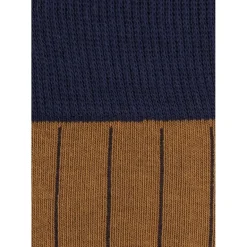 Calcetin canalé caña alta L17 Mostaza - Azul marino - The Nook Store