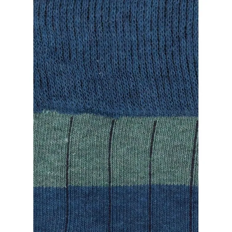 Calcetin canalé caña alta R06 rayas Verde oliva - Azul - The Nook Store