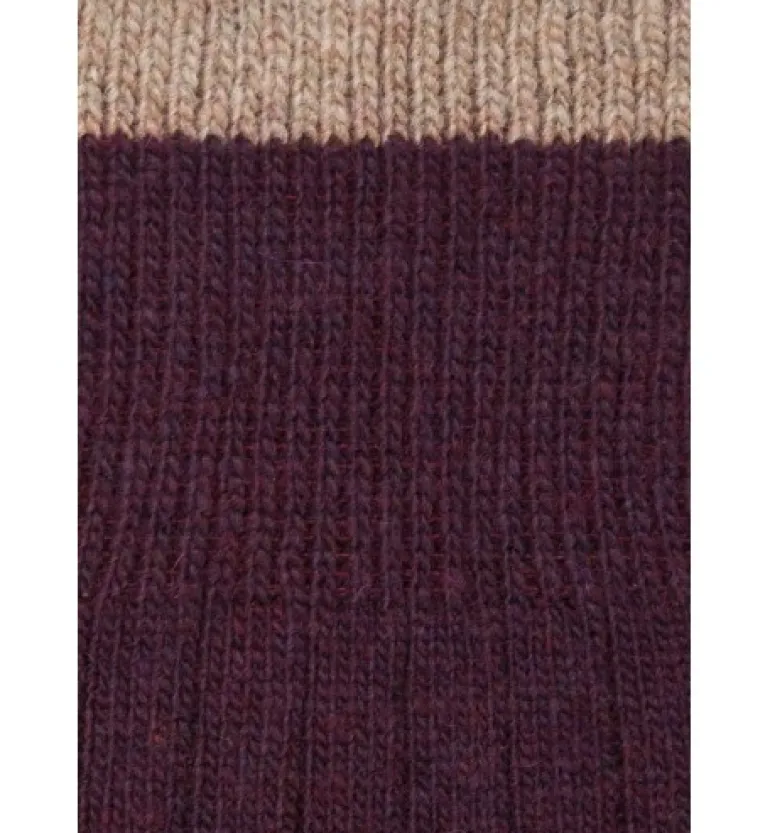 Calcetin Lana y Cachemir Berenjena-Beige - The Nook Store