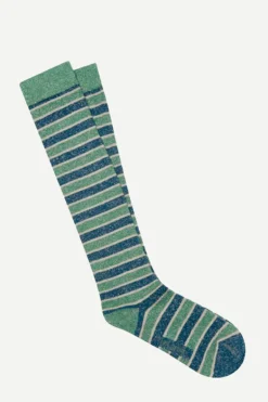 Calcetin purpurina caña alta PCAR11 rayas anchas Azul - Crudo - Verde - The Nook Store