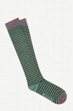 Calcetin purpurina caña alta PCAR03 rayas Antracita - Verde Oliva - The Nook Store