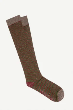 Calcetin purpurina caña alta PCAR23 rayas Kaki - Vino - The Nook Store