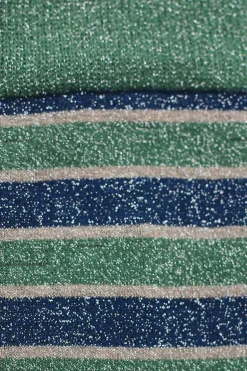 Calcetin purpurina caña alta PCAR11 rayas anchas Azul - Crudo - Verde - The Nook Store