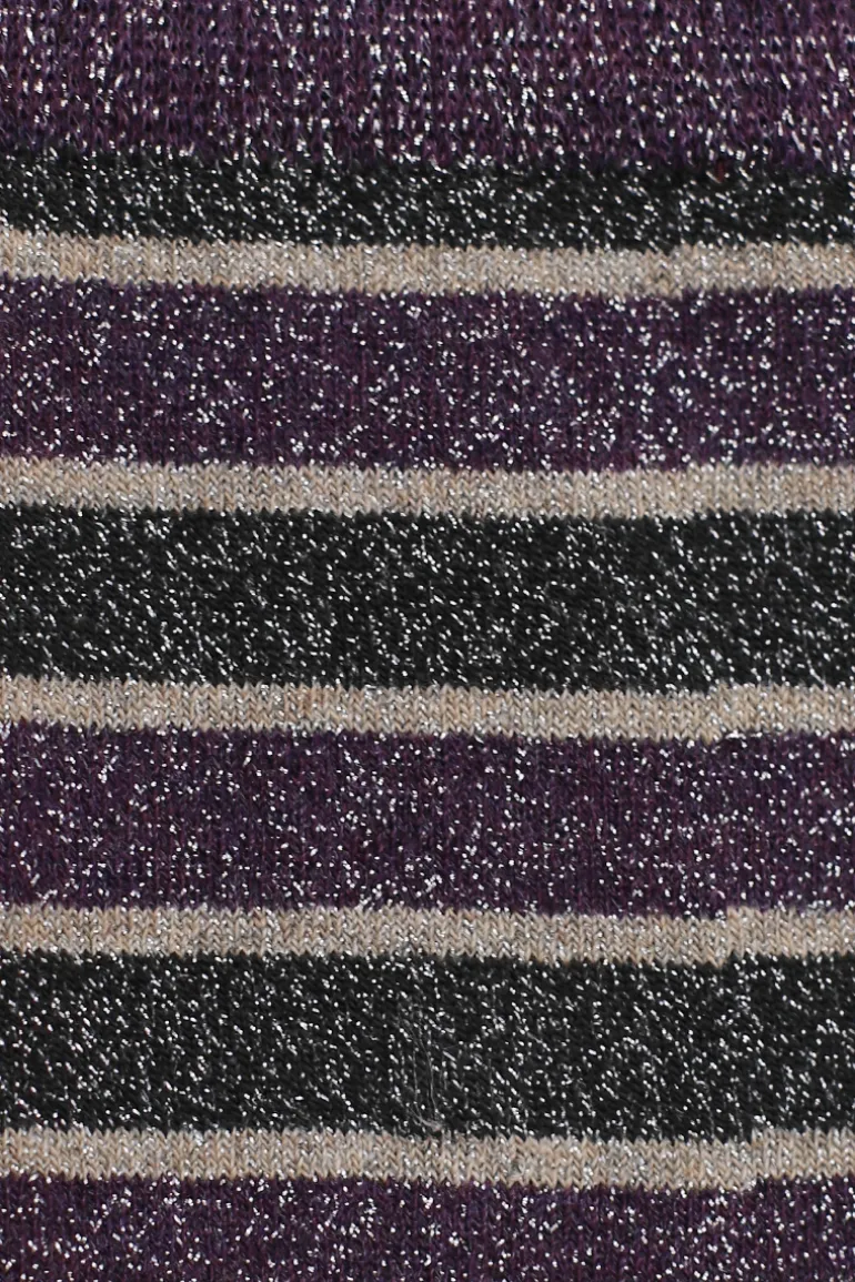 Calcetin purpurina caña alta PCAR10 rayas anchas Viola - Crudo - Antracita - The Nook Store