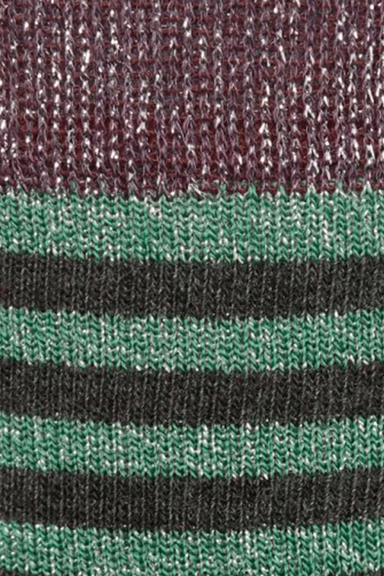 Calcetin purpurina caña alta PCAR03 rayas Antracita - Verde Oliva - The Nook Store