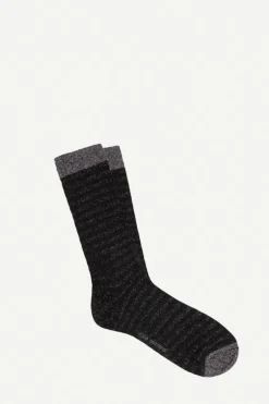 Calcetin purpurina caña corta PCCR06 rayas Carbone - Negro - The Nook Store