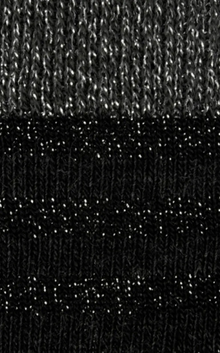 Calcetin purpurina caña corta PCCR06 rayas Carbone - Negro - The Nook Store
