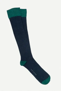Calcetín de canalé caña alta L81 Bicolor Azul Marino - Verde Campo - The Nook Store