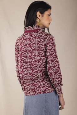 Camisa Chloe Bordada Wine - The Nook Store
