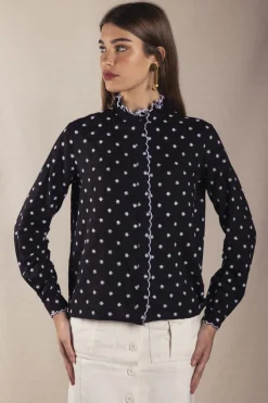 Camisa Chloe Negra Flores Pequeñas - The Nook Store