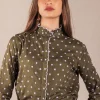 Camisa Chloe Verde Kaki Flores Pequeñas - The Nook Store