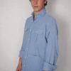 Camisa Micropana 4 bolsillos Celeste Claro - The Nook Store