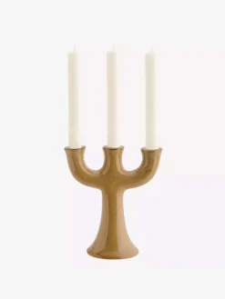 Candelabro Triple Stoneware Mostaza - The Nook Store
