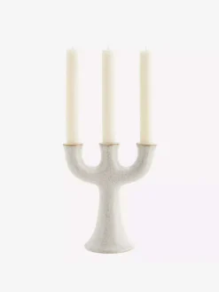 Candelabro Triple Stoneware Off White - The Nook Store