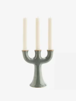 Candelabro Triple Stoneware Verde - The Nook Store