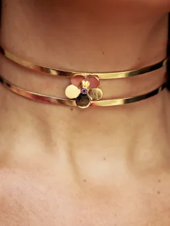 Collar Dos Hojas Plata Bañada Oro - Complementos Online | THE NOOK