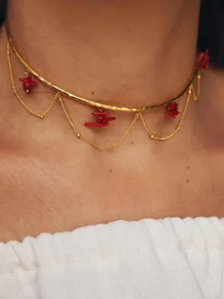 Collar Dos Hojas Plata Bañada Oro - Complementos Online | THE NOOK