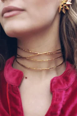 Collar Dos Hojas Plata Bañada Oro - Complementos Online | THE NOOK