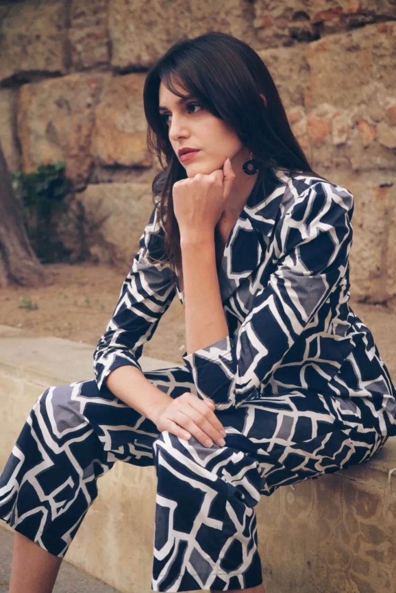 Conjunto Amelie Cuadros Blanco y Azul - The Nook Store
