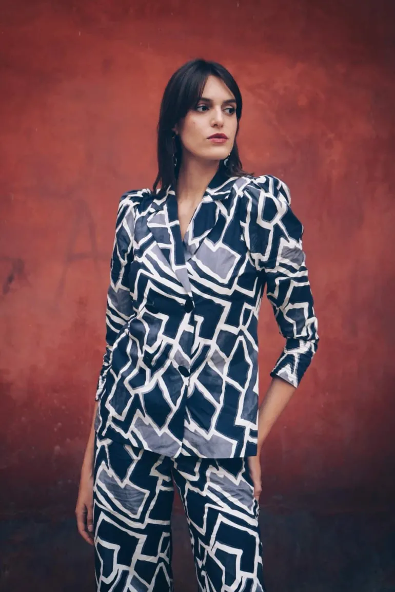 Conjunto Amelie Cuadros Blanco y Azul - The Nook Store