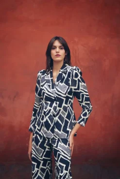 Conjunto Amelie Cuadros Blanco y Azul - The Nook Store