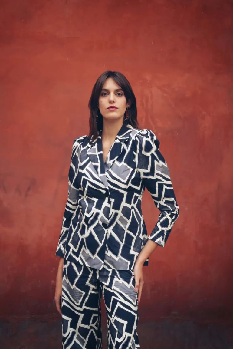 Conjunto Amelie Cuadros Blanco y Azul - The Nook Store