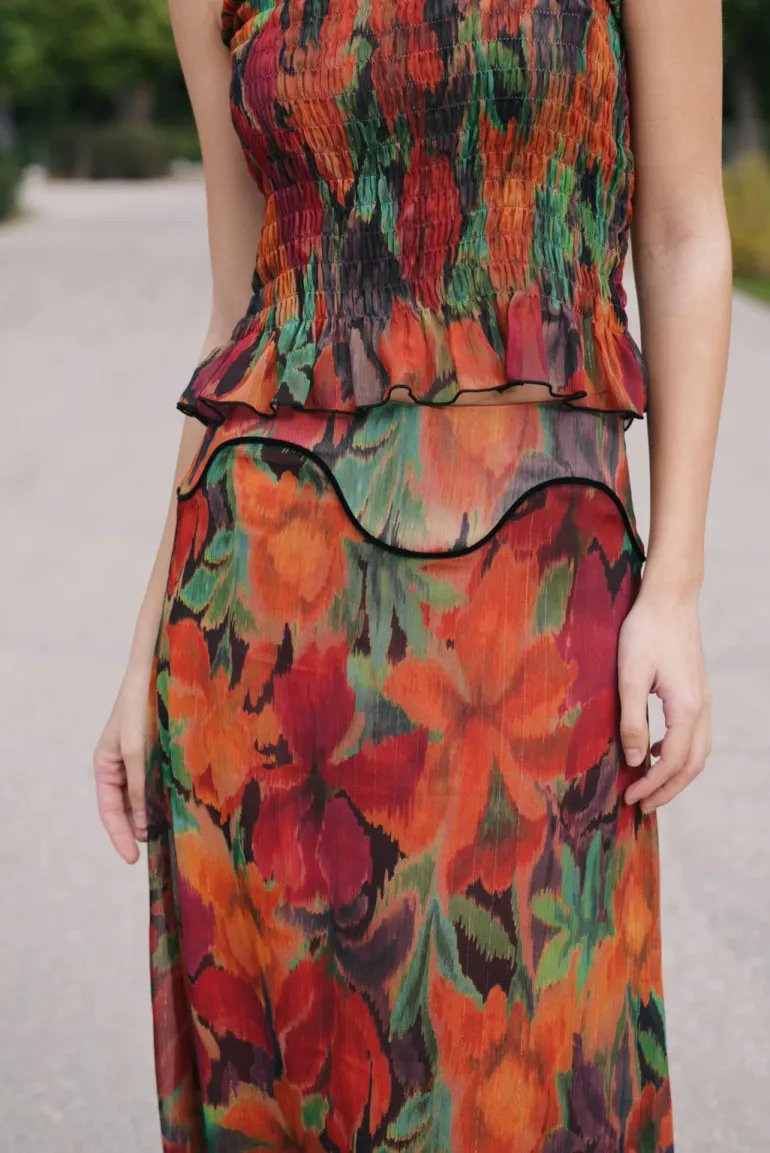 Conjunto Sindia Flores Corales y Naranjas - The Nook Store